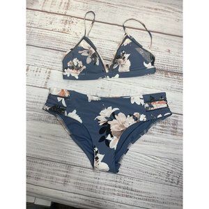 Milea Designer Bikini Blue Floral Top sz‎ 10 Bottom Sz 14 NWOT